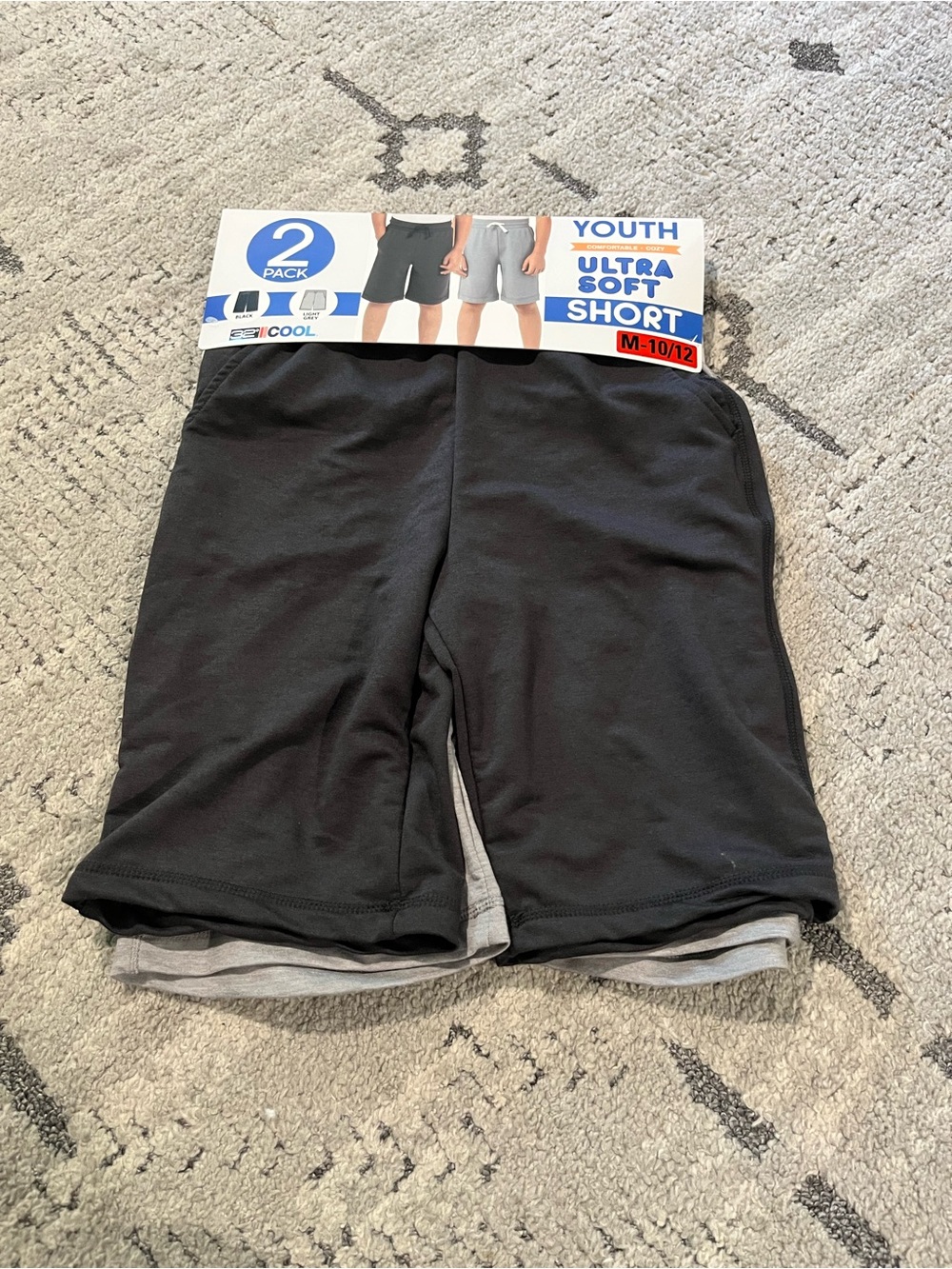 32 Degrees Youth Ultra Soft Shorts - Black and Gray (2 Pack)